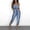Blue, variant on Ichuanyi Womens Jumpsuits, Womens Wide Leg Pants Striped Printed Sling Hollow Leg Siamese Pants With Belt