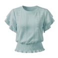 thumbnail image 3 of Women's Short Sleeve T ShirtHollow Out Tops For Women Plain T Shirts Bohemian Tops For Women Eyelet Tops For Women Tunic Tops Gauze Shirts For Women Batwing Sleeve Tops For Women, 3 of 4