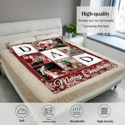Birthday Christmas Wedding Gifts for Dad, Personalized Custom Blanket with Photo to Dad Men from Daughter Son, Custom Dad Gifts, Dad Blanket (DAD 9)