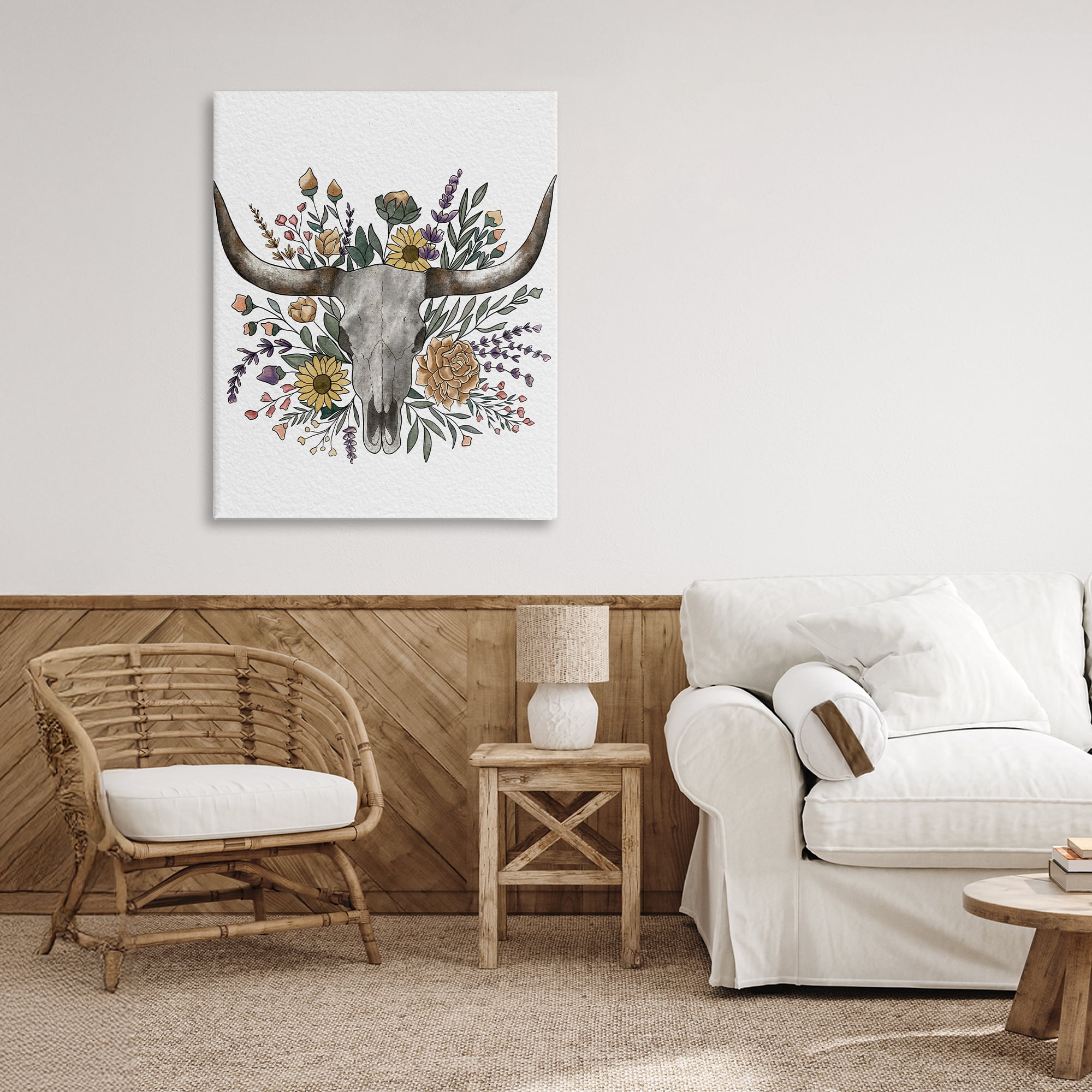 Stupell Industries Boho Wildflower Longhorn Canvas Wall Art, design by Alisha Kiara Design