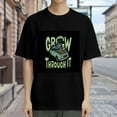 thumbnail image 3 of Vintage T Shirt, Grow Through It, Fun Skull Print 2,Cotton T-Shirt for Men, 23315634,Black, S, 3 of 8