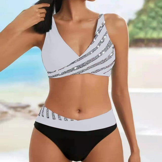 Augper Summer Women's Print Swimsuit Fashion Swimwear Beachwear Bikini Siamese