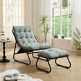 thumbnail image 3 of Jopath Outdoor Lounge Chair with Ottoman, Comfy Sling Recliner Chair with Puffy Cushion and Foot Stool for Living Room Bedroom Reading Room Light Green, 3 of 9