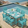 thumbnail image 2 of SERWALL Outdoor Dining Sets for 6 with 15FT Double Side Patio Umbrella, 8-Piece Patio Dining Set with 1 Rectangular table, 6 HDPE Dining Chairs & 1 Umbrella, Aruba（Umbrella base not included）, 2 of 9