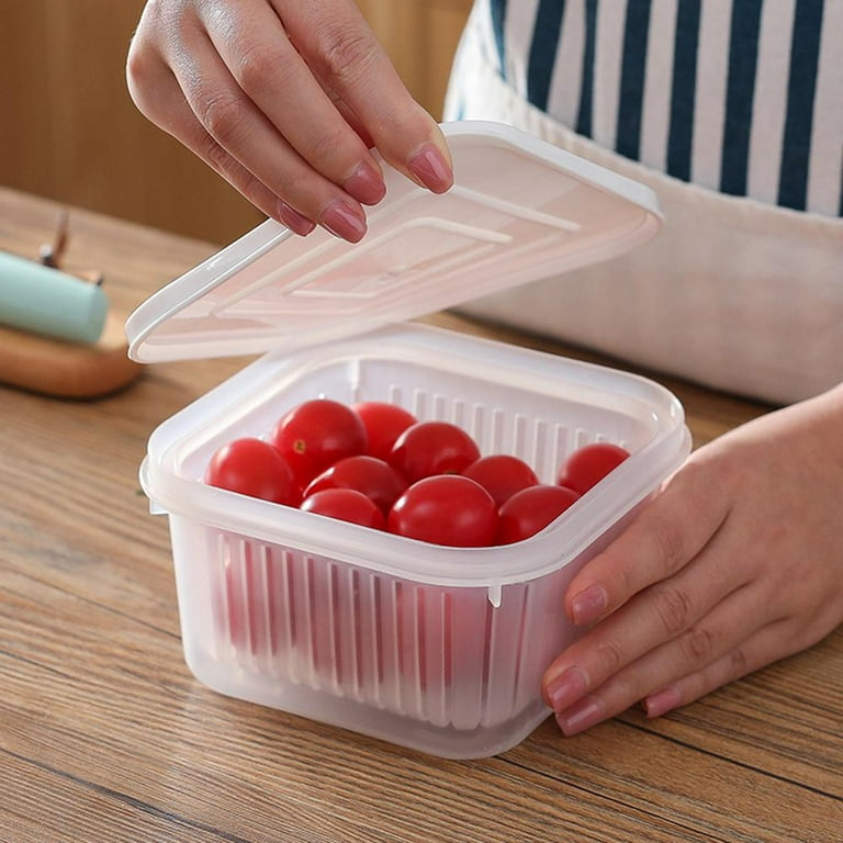 5 PCS Large Fruit Containers for Fridge - Leakproof Food Storage Containers  with Removable Colander - Dishwasher & microwave safe Produce Containers  Keep Fruits, Vegetables, Berry, Meat Fresh longer