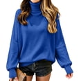 thumbnail image 5 of Womens Knit Sweaters Turtleneck Long Sleeved Solid Pullover Sweater Tops Casual Loose Fit Fashion Soft Knitwear, 5 of 5