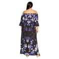 thumbnail image 3 of Avenue Women's Plus Size Getaway Beaded Off Shoulder Relaxed Fit Maxi Dress, 3 of 5