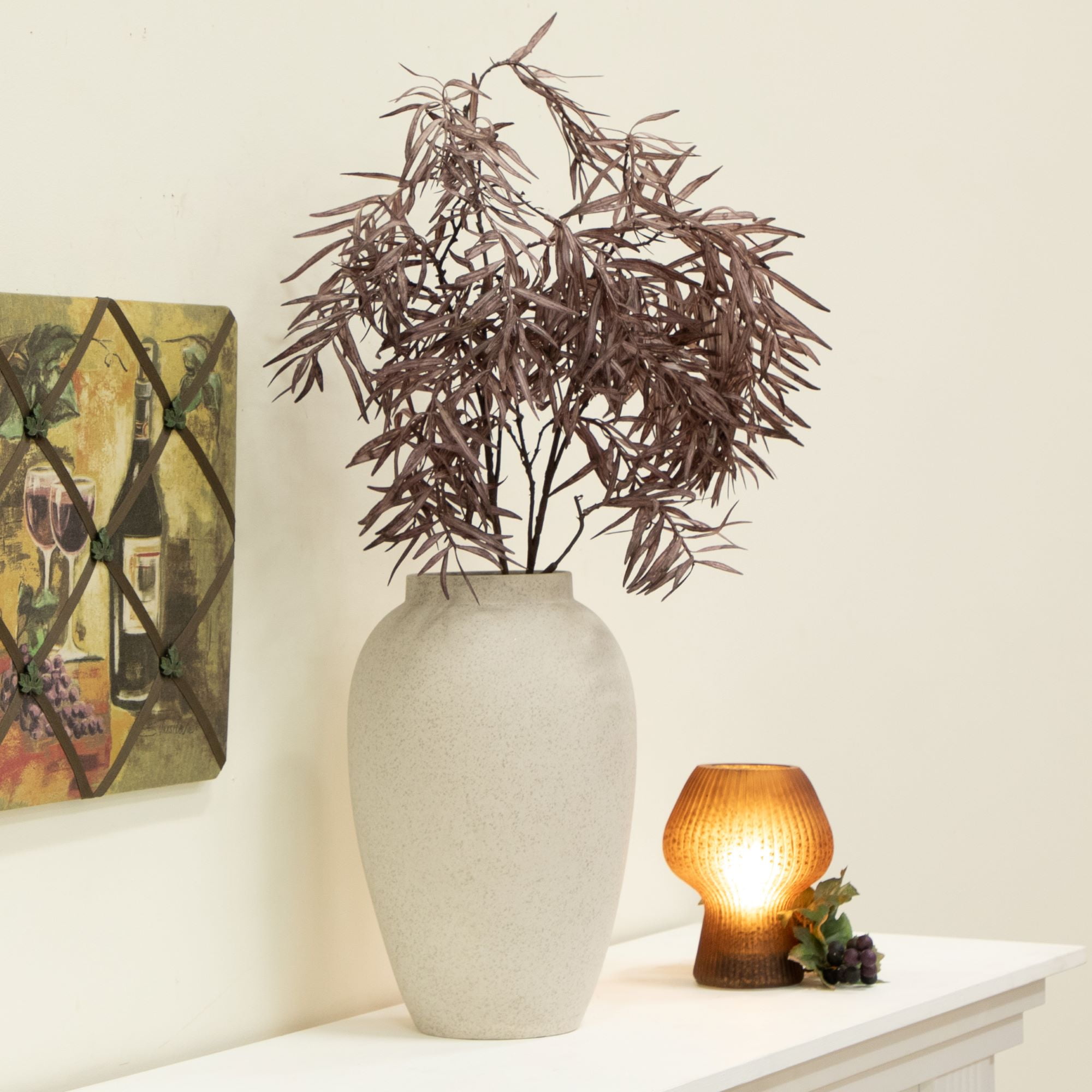 (2 pack) Better Homes & Gardens 34 in Artificial Indoor Dried-Look Purple Fern Stem