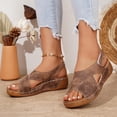 thumbnail image 6 of CYMMPU Women's Cutout Slingback Wedge Sandals, Open Toe Platform Slip On Shoes, Breathable Lightweight Summer Daily Footwear Brown 36, 6 of 9