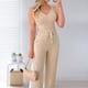 thumbnail image 4 of Completo Pantalone Lungo Conjunto de pantalones de 2 piezas para mujer, informal, de color sólido, de cintura alta, holgado, para vacaciones Cgtredaw Caqui M para Mujer, 4 of 6