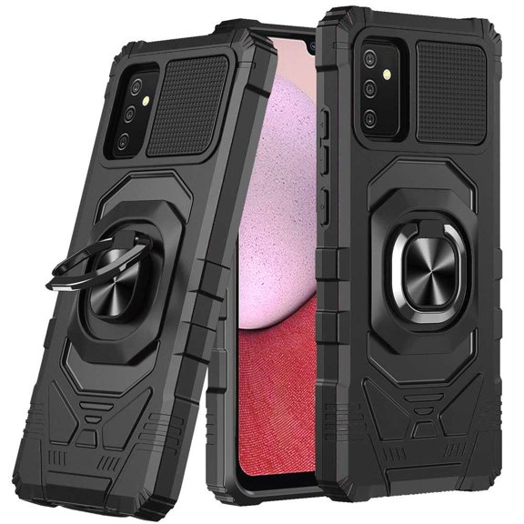 Bemz Stand Armor Case for Galaxy A14 5G - Durable Rugged Impact Resistant Shock Absorbing Protective Magnetic Kickstand Cover (Black)