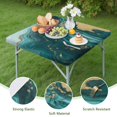 thumbnail image 4 of Teal Gold Marble Pattern Square Fitted Tablecloth with Elastic Edge,Square Table Cover,Washable Elastic Table Cover for Home Kitchen Party Decor 34"x34", 4 of 6