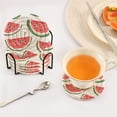 thumbnail image 3 of Yayeee 6 PCS Drink Coasters with Holder Set Woven Absorbent Round Tabletop Hot Pad, Cute Watermelon, 3 of 7