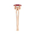 thumbnail image 3 of ANGARA Natural Solitaire 1 ct Ruby Split Shank Engagement Ring with Trio Diamonds in 14K Rose Gold for Women (Size-7x5mm) | July Birthstone, Anniversary, Jewelry Gift for Women | Natural Ruby Ring, 3 of 9