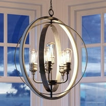 Urban Ambiance Luxury Farmhouse Pendant, Size: 30-3/4"H x 28"W, with Urban Industrial Style Elements, Galvanized Steel Finish, UHP2211