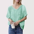 thumbnail image 3 of BILIKEYU Loose Button Top Stand Solid Color Women's Shirt, Short Sleeve Shirts For Women, Womens Short Sleeve Tops, Women'S Clothing, 3 of 5
