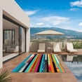 thumbnail image 3 of Colorful Striped Outdoor Rug for Patio/Deck/Porch, Non-Slip Large Area Rug 3 x 5 Ft, Modern Abstract Art Retro Indoor Outdoor Rugs Washable Area Rugs, Reversible Camping Rug Carpet Runner, 3 of 8