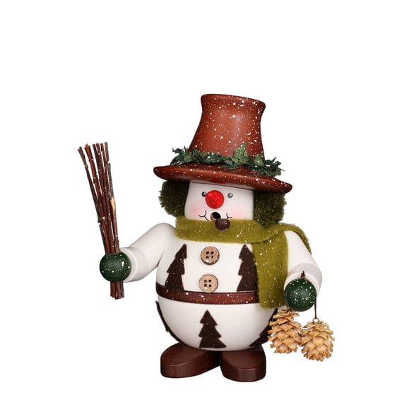 Alexander Taron 6.75” Christian Ulbricht Woodsy Snowman Christmas Smoker Figurine