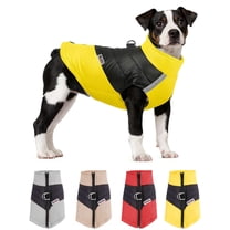 Gustave Winter Dog Coat Reflective Warm Dog Jackets Windproof Waterproof Pet Vest Puppy Cold Weather Coats Clothes with Harness Zipper for Small Medium Large Dogs (Yellow, S)