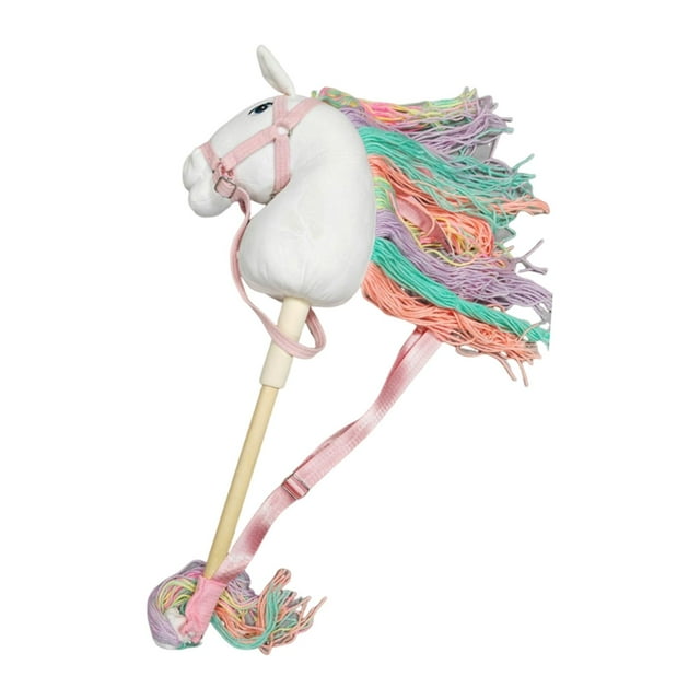 Juguete de caballo de palo, cabeza de animal, adorables accesorios para fotos, caballo de juguete en un palo, divertido para Blanco