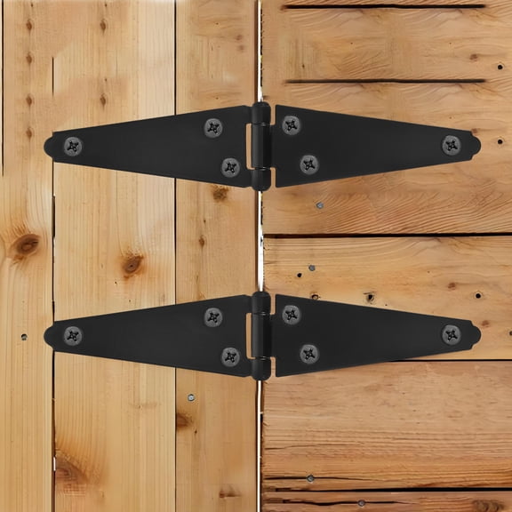 OUNONA 2Pcs Galvanized Steel Black Barn Door Hinges for Secure Outdoor Use