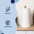 thumbnail image 3 of happimess PRH2000D Avery Modern Classic Metal with Non Slip Weighted Marble Base Paper Towel Holder, White/Gold, 3 of 6
