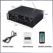Sunbuck bluetooth Home Theater Stereo Amplifier Receiver, Peak 2000W HIFI AMP FM/MP3 Radio USB/SD/4-Mic, 2 Tack Output with EQ for Home Theater and Car
