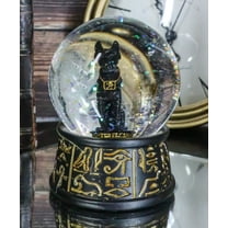 Ebros Black and Gold Goddess Bastet Cat Glitter Snow Globe 65mm Small 3.5"H
