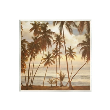 Stupell Industries Tropical Palm Trees Overlooking Warm Ocean View Photograph Unframed Art Print Wall Art, Design by John Seba