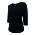 thumbnail image 2 of Playera Simply Basic Para mujer, Manga al Codo, Cuello V Lisa    Negro Talla EG, 2 of 4