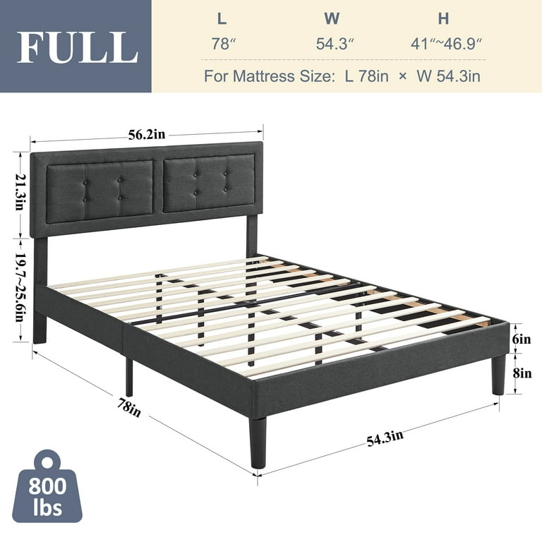 VECELO Upholstered Platform Bed Frame with Adjustable Headboard