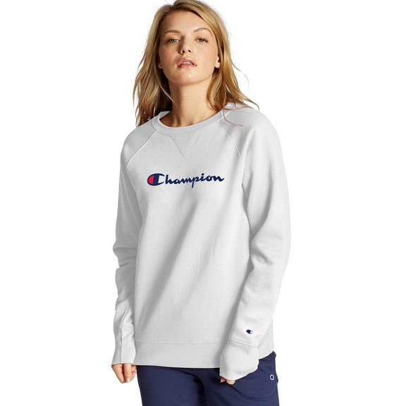 Champion Women's Athletics Powerblend Boyfriend Crew White L