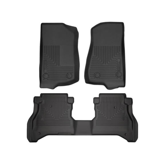 Husky Liners 93681 Weatherbeater Floor Mats Fit 2020-2024 Jeep Gladiator Front/2nd Row Liners 3pc Black