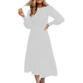thumbnail image 1 of LUXUR Robes Maxi à Manches Longues pour Femmes, Décontractées, de Soirée, Ligne A, Blanches, 1 of 3