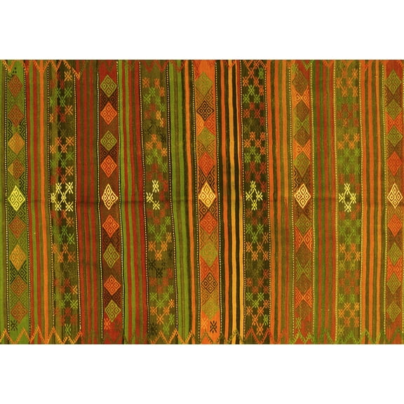 Ahgly Company Indoor Rectangle Abstract Yellow Contemporary Area Rugs, 4' x 6'