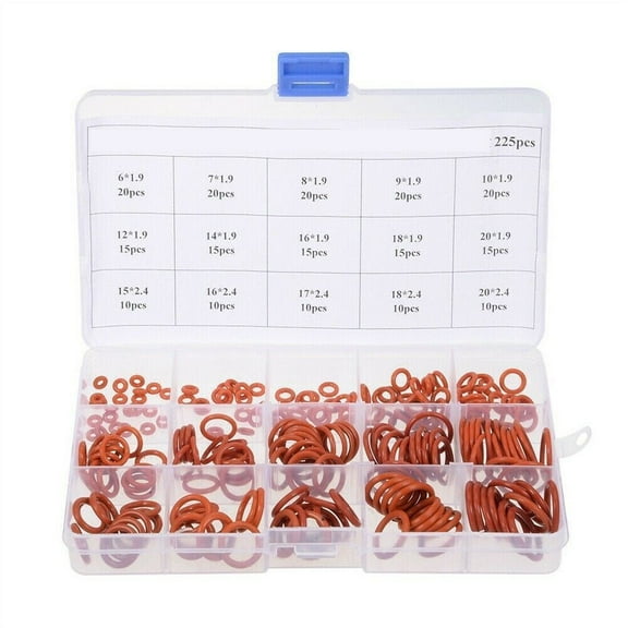 Industrial Grade Red Silicone O Ring Kit 225Pcs Assortment For Flanges Fangkenuo