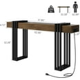 thumbnail image 2 of 63" Long Console Table for Entryway - Behind Couch Table for Living Room, Wood Sofa Tables with Black Parallel Metal Frame & Power Outlet for Hallway, Entrance, Narrow Foyer, Walnut, 2 of 9