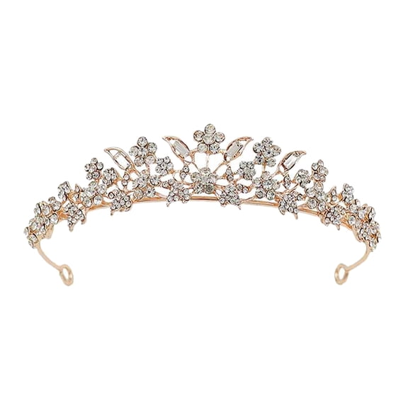 LABRIMP Rose Gold Rhinestone Crown Headband for Women Bridal Decoration Alloy Material Lightweight Comfortable Fits All Occasions