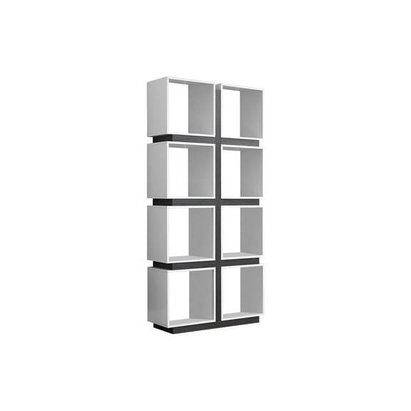 Living Room Display Shelves Bookshelf, Bookcase, Etagere, 5 Tier, 71"h, Office, Bedroom, Grey And White Laminate, Contemporary, Modern,Living Room Shelving Units