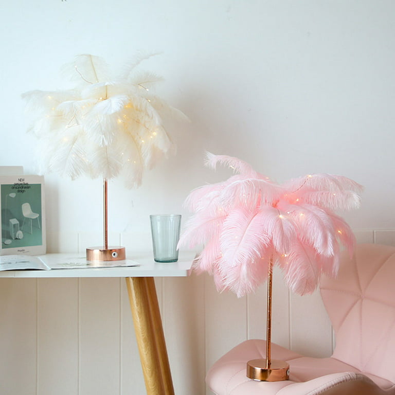 JHTPSLR Feather Table Lamp Aesthetic Stuff Fairy Night Light for