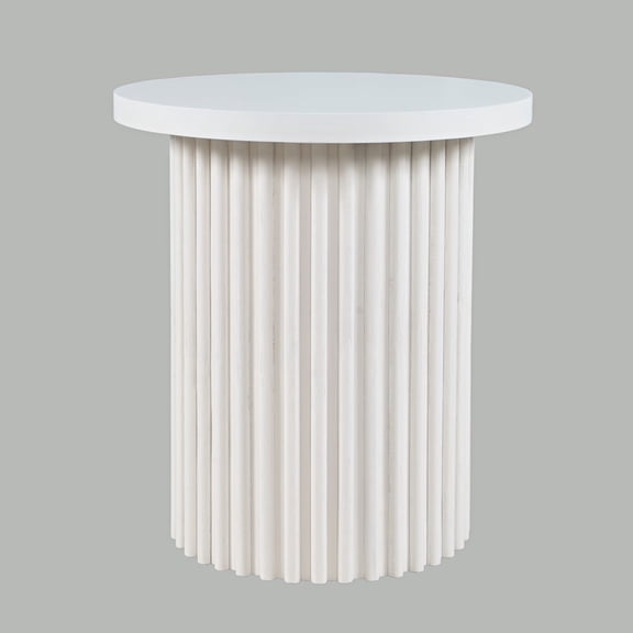 Jofran Auden 24" Round Mid-Century Modern Fluted Pedestal Base End Table