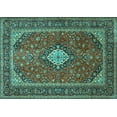 thumbnail image 1 of Ahgly Company Machine Washable Indoor Rectangle Medallion Turquoise Blue Traditional Area Rugs, 5' x 7', 1 of 4