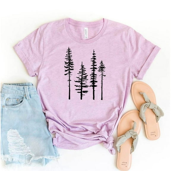 Pine Trees T-shirt Camper Top Adventurer Shirt Hiking Gift Outdoors Tshirt Forest Shirts Women's Wanderlust Tee
