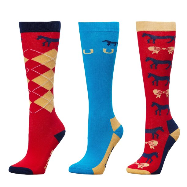Dublin - Calcetines para Botas de Agua con Rombos para Adultos Unisex - Pack de 3 (Coral)