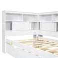 thumbnail image 6 of Harper & Bright Designs Twin Size Daybed with Trundle and Bookcase, L Shaped Daybed with Shelves & USB Ports, Twin Corner Bed Frame with Convertible Reversible Headboard for Boys Girls Adults, White, 6 of 13