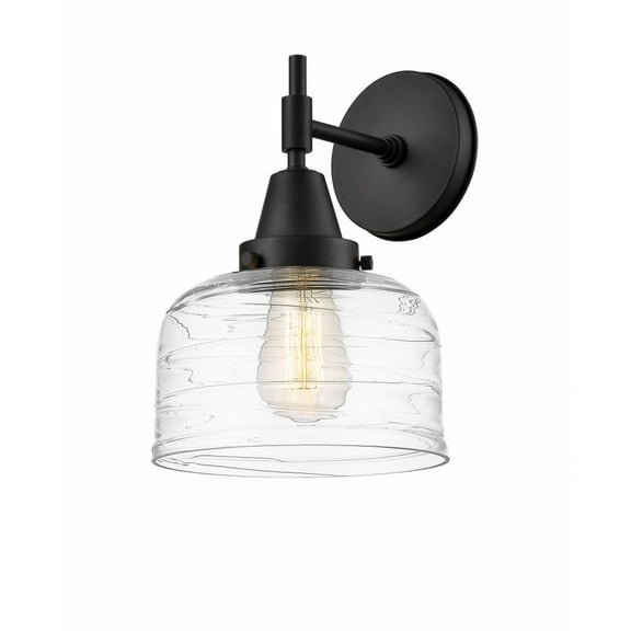447-1W-BK-G713 Innovations Lighting Caden - 1 Light Wall Sconce-11 Inches Tall and 8 Inches Wide-Matte Black Finish-Clear Deco Swirl Glass Glass Color