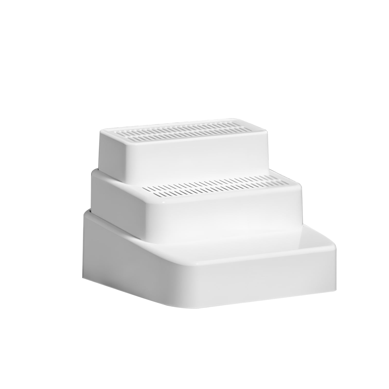 3 Steps Litter Box Ramp with Filter Function, Detachable Litter Trapper, Easy Clean Adjustable Cat Litter Stair for Small & Elderly Cats, White