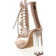 thumbnail image 3 of Clear Translucent Transparent Lace Up Peep Toe Ankle bootie w Perspex Block Heel, 3 of 3