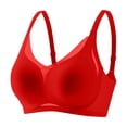 thumbnail image 5 of DuoJiaJ Women's Traceless Thin Lace Fixed Cup Retraction Pair Run Cup Push Up Expansion Bra Wireless Bras Red, 5 of 5