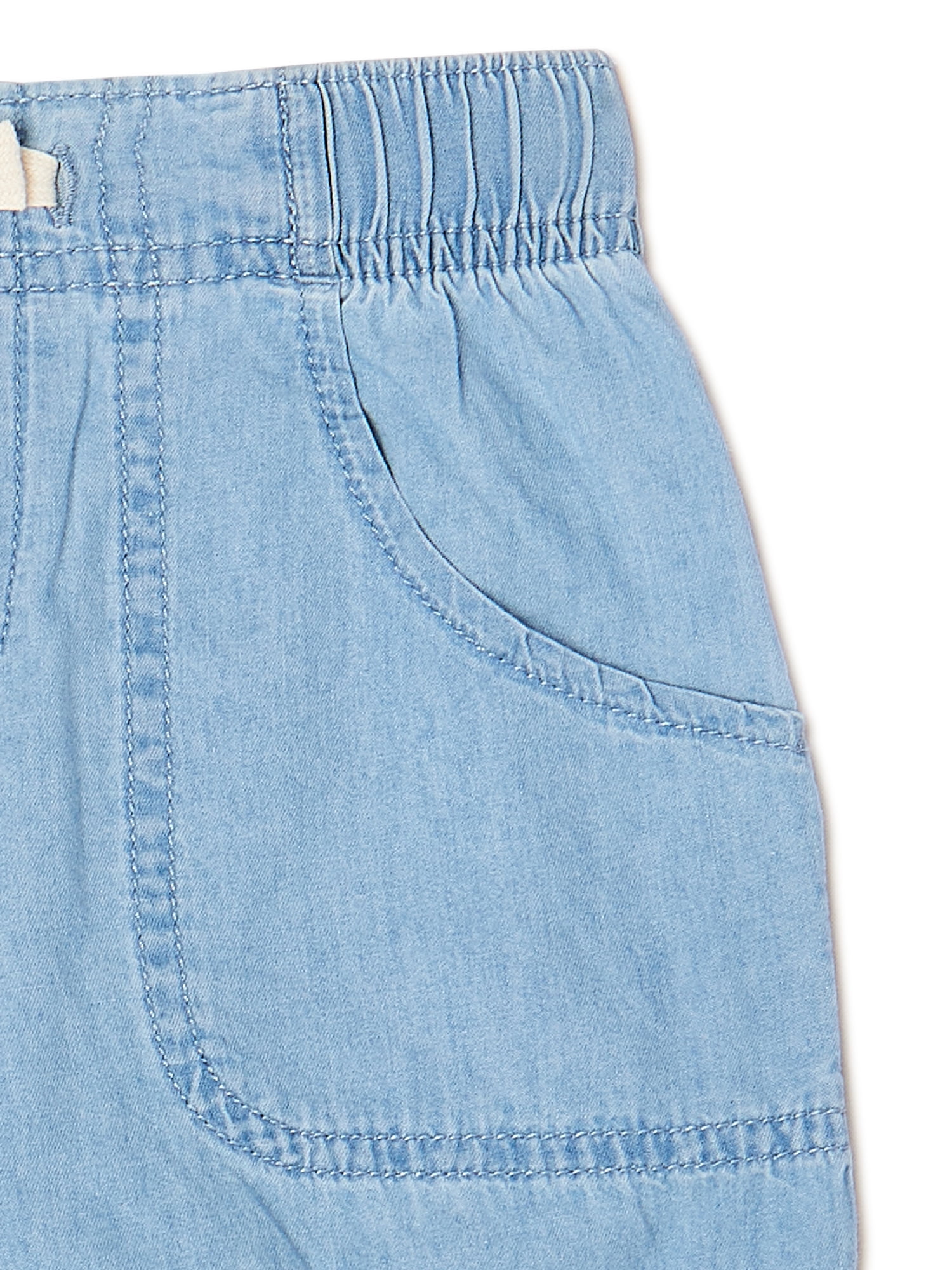 Wonder Nation Girls' Mid-Rise Pull-On Shorts, 2-Pack, Sizes 4-18 & Plus